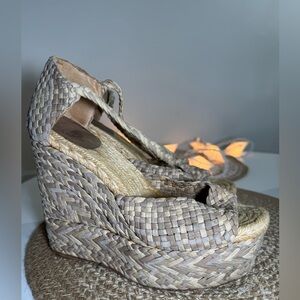 Hermes cloth/leather espadrilles. Worn. Great condition